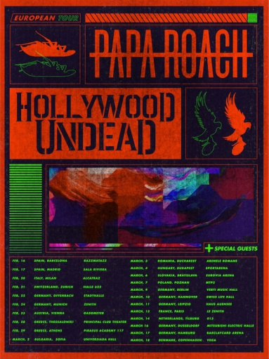 PAPA ROACH Announces Early 2020 European Tour With HOLLYWOOD UNDEAD
